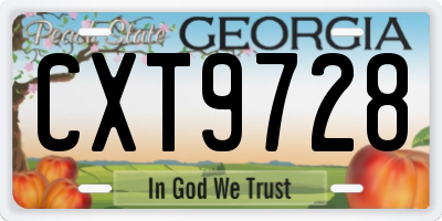 GA license plate CXT9728