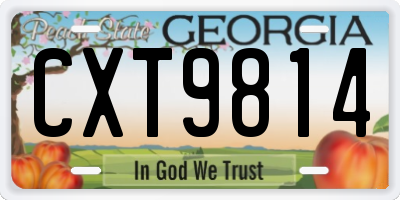 GA license plate CXT9814