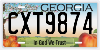 GA license plate CXT9874
