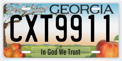 GA license plate CXT9911