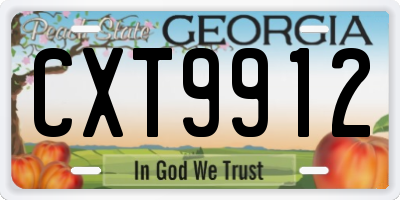 GA license plate CXT9912