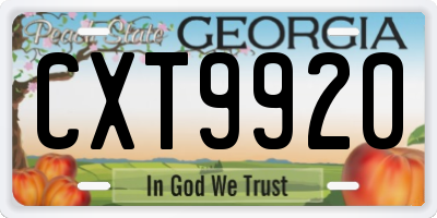GA license plate CXT9920