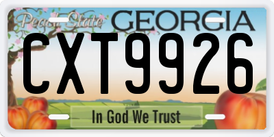 GA license plate CXT9926