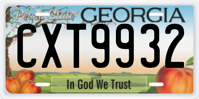 GA license plate CXT9932