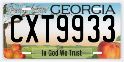 GA license plate CXT9933