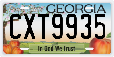 GA license plate CXT9935