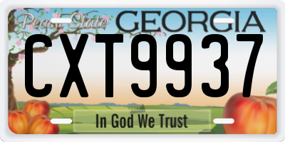 GA license plate CXT9937