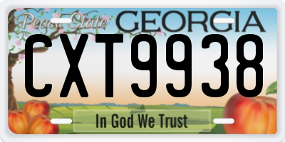 GA license plate CXT9938