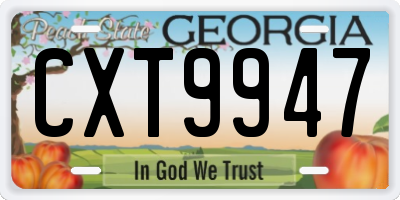 GA license plate CXT9947
