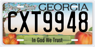 GA license plate CXT9948