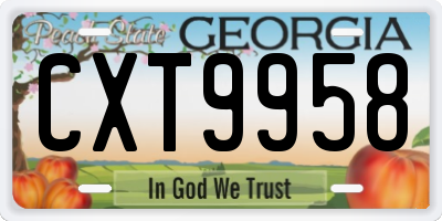 GA license plate CXT9958