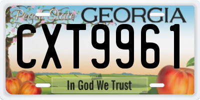 GA license plate CXT9961