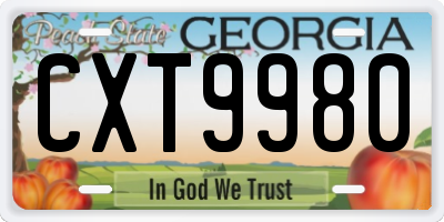 GA license plate CXT9980