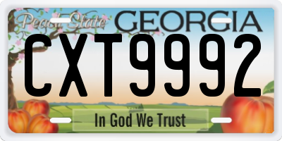 GA license plate CXT9992