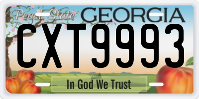 GA license plate CXT9993