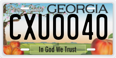 GA license plate CXU0040