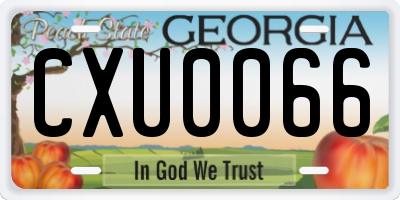 GA license plate CXU0066
