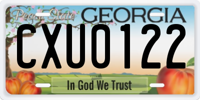 GA license plate CXU0122