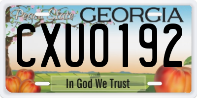 GA license plate CXU0192
