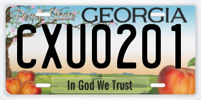 GA license plate CXU0201
