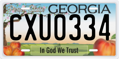 GA license plate CXU0334