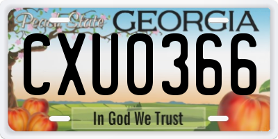 GA license plate CXU0366