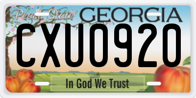GA license plate CXU0920