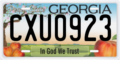 GA license plate CXU0923