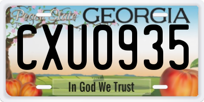 GA license plate CXU0935