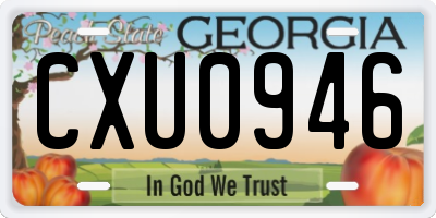 GA license plate CXU0946