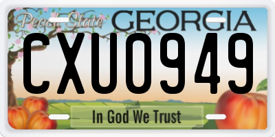 GA license plate CXU0949