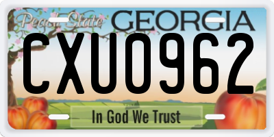 GA license plate CXU0962
