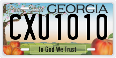 GA license plate CXU1010