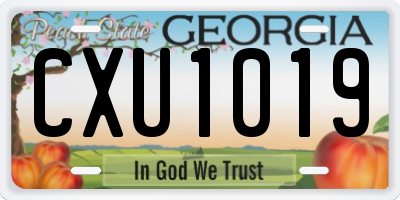 GA license plate CXU1019
