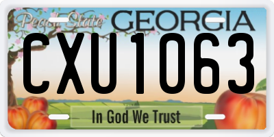 GA license plate CXU1063
