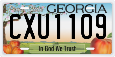 GA license plate CXU1109