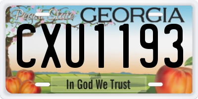 GA license plate CXU1193