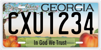 GA license plate CXU1234