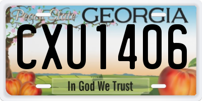 GA license plate CXU1406