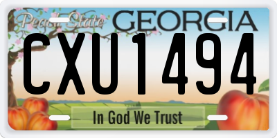 GA license plate CXU1494