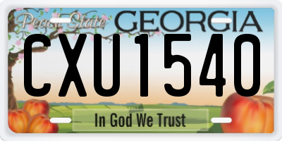 GA license plate CXU1540