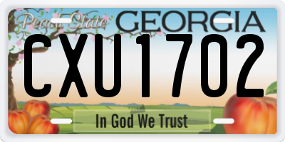 GA license plate CXU1702