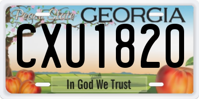 GA license plate CXU1820
