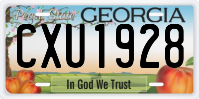 GA license plate CXU1928