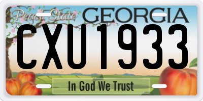 GA license plate CXU1933