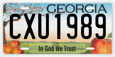 GA license plate CXU1989