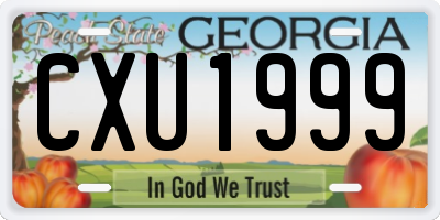 GA license plate CXU1999