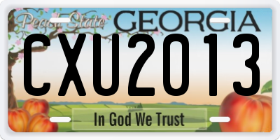 GA license plate CXU2013