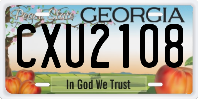 GA license plate CXU2108