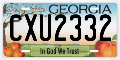 GA license plate CXU2332